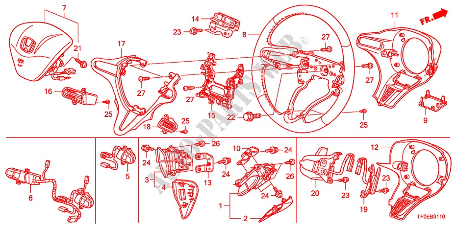 VOLANTE DE DIRECCION(SRS) para Honda JAZZ 1.5 EXE 5 Puertas 5 velocidades manual 2010