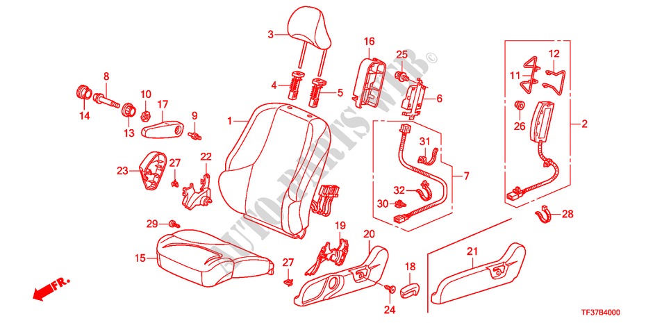 ASIENTO DELANTERO(IZQ.) para Honda JAZZ 1.3LX 5 Puertas 5 velocidades manual 2011