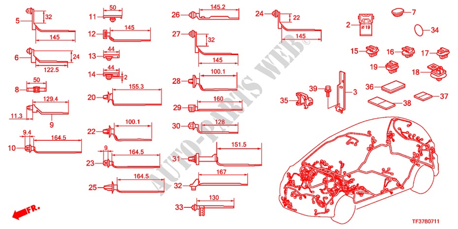 BANDA DE JUEGO DE CABLES/SOPORTE(RH) para Honda JAZZ 1.3LX 5 Puertas 5 velocidades manual 2011