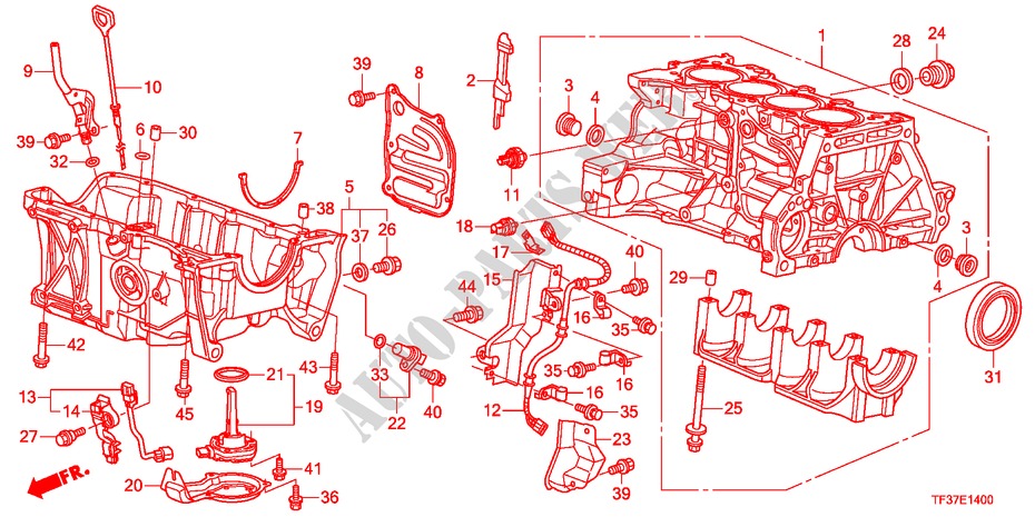BLOQUE DE CILINDRO/COLECTOR DE ACEITE(1.2L/1.3L/1.4L) para Honda JAZZ 1.2SE 5 Puertas 5 velocidades manual 2011