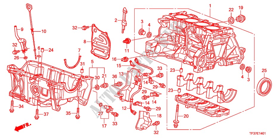 BLOQUE DE CILINDRO/COLECTOR DE ACEITE(1.5L) para Honda JAZZ 1.5LXE 5 Puertas 5 velocidades automática 2011