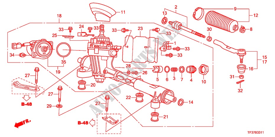 CAJA DE ENGRANAJE DE P.S.(EPS)(RH) para Honda JAZZ 1.4EX 5 Puertas 5 velocidades manual 2011