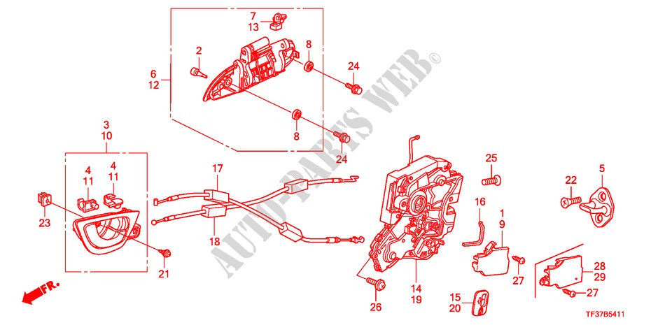 CERRADURA PUERTA TRASERA/MANIJA EXTERIOR(2) para Honda JAZZ 1.3LX 5 Puertas 5 velocidades manual 2011