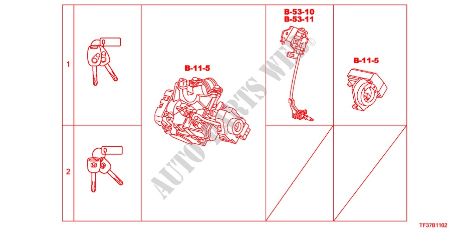 CILINDRO DE CHAVETA(RH) para Honda JAZZ 1.3LX 5 Puertas 5 velocidades manual 2011