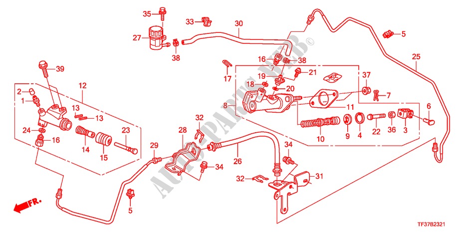 CILINDRO MAESTRO EMBRAGUE(RH) para Honda JAZZ 1.3LX 5 Puertas 5 velocidades manual 2011