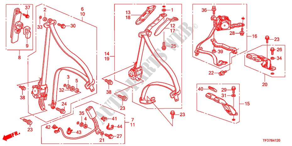 CINTURONES DE SEGURIDAD para Honda JAZZ 1.2SE 5 Puertas 5 velocidades manual 2011