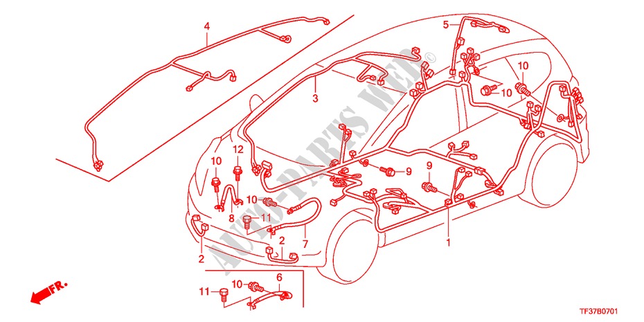 CONJUNTO DE ALAMBRES(RH)(1) para Honda JAZZ 1.3LX 5 Puertas 5 velocidades manual 2011