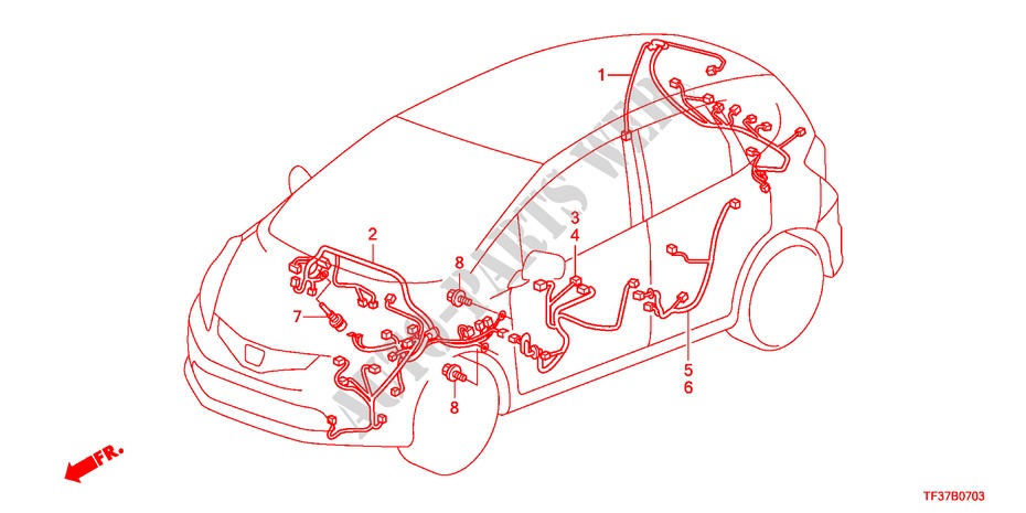 CONJUNTO DE ALAMBRES(RH)(2) para Honda JAZZ 1.3LX 5 Puertas 5 velocidades manual 2011