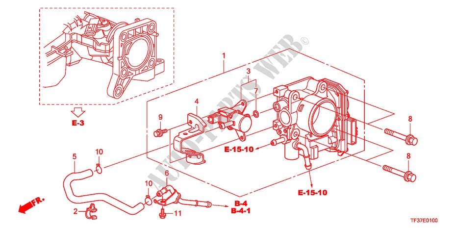 CUERPO MARIPOSA GASES para Honda JAZZ 1.3LX 5 Puertas 5 velocidades manual 2011