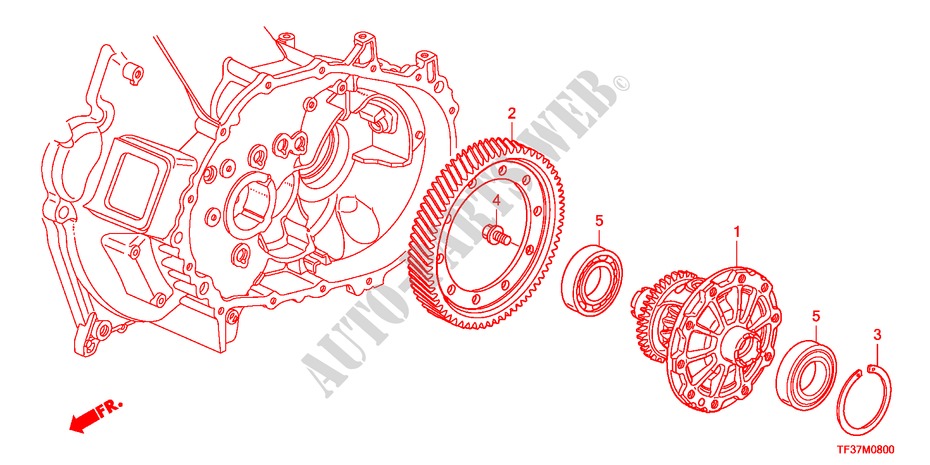 DIFERENCIAL(MT) para Honda JAZZ 1.3LX 5 Puertas 5 velocidades manual 2011