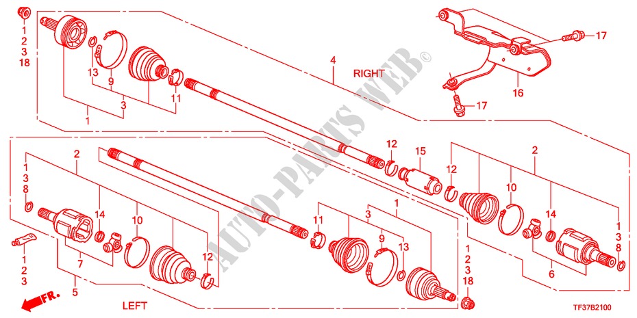 EJE DE IMPULSION DEL.(MT)(I SHIFT) para Honda JAZZ 1.3LX 5 Puertas 5 velocidades manual 2011