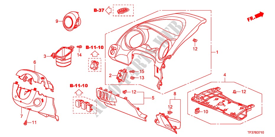 GUARNICION DE INSTRUMENTO(LADO DE CONDUCTOR)(LH) para Honda JAZZ 1.2SE 5 Puertas 5 velocidades manual 2011