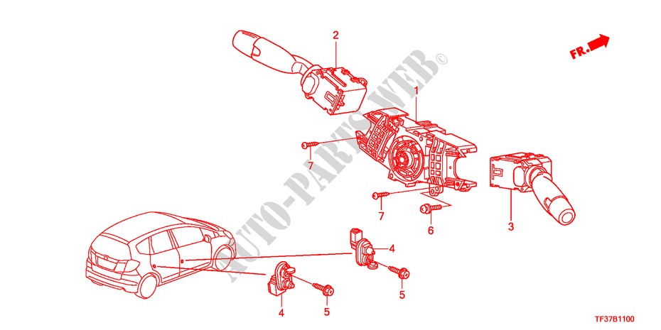 INTERRUPTOR COMBINACION para Honda JAZZ 1.3LX 5 Puertas 5 velocidades manual 2011