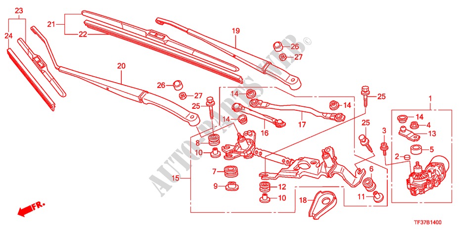 LIMPIAPARABRISAS(LH) para Honda JAZZ 1.2SE 5 Puertas 5 velocidades manual 2011