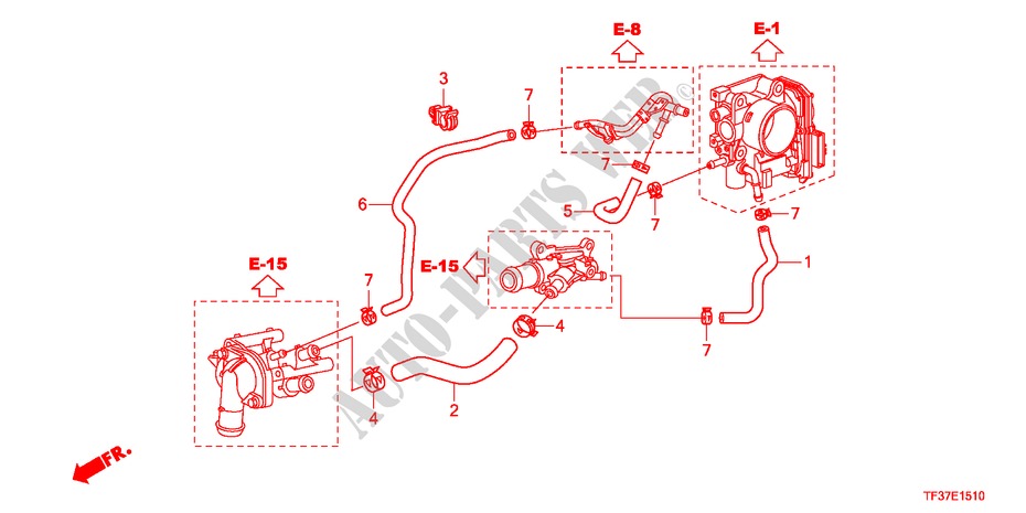 MANGUERA DE AGUA para Honda JAZZ 1.3LX 5 Puertas 5 velocidades manual 2011