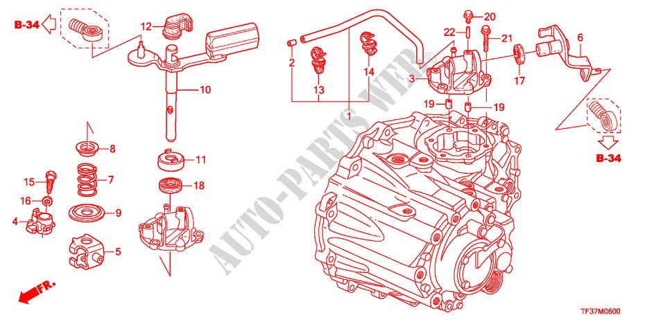 PALANCA DE CAMBIO/BRAZO DE CAMBIO(MT) para Honda JAZZ 1.2SE 5 Puertas 5 velocidades manual 2011