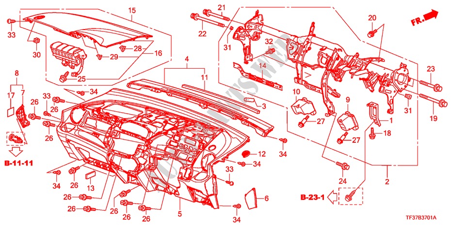 PANEL DE INSTRUMENTO(RH) para Honda JAZZ 1.3LX 5 Puertas 5 velocidades manual 2011