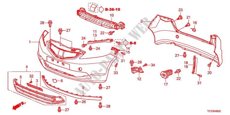 PARAGOLPES(1) para Honda JAZZ 1.2SE 5 Puertas 5 velocidades manual 2011