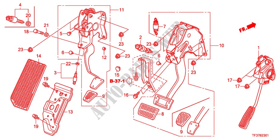 PEDAL(RH) para Honda JAZZ 1.3LX 5 Puertas 5 velocidades manual 2011