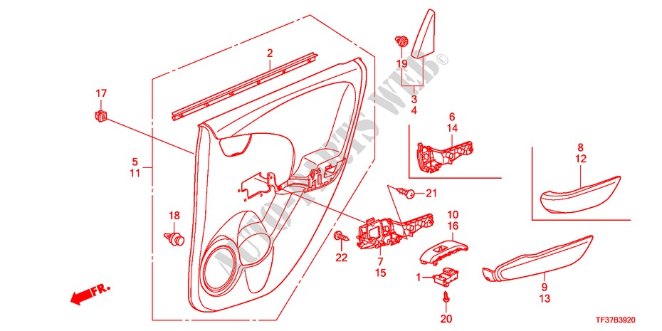 RECUBRIMIENTO DE PUERTA para Honda JAZZ 1.3LX 5 Puertas 5 velocidades manual 2011