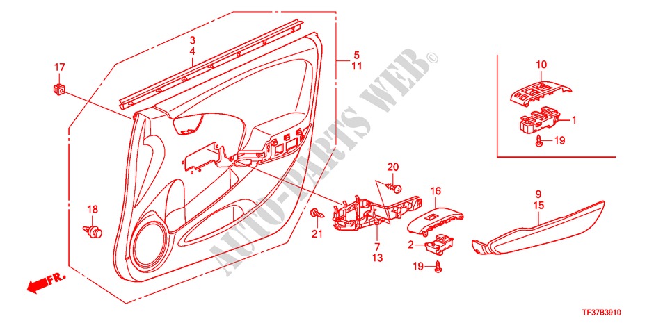 RECUBRIMIENTO DE PUERTA(LH) para Honda JAZZ 1.2SE 5 Puertas 5 velocidades manual 2011