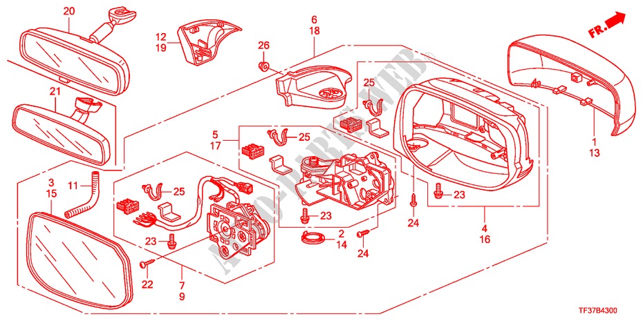 RETROVISOR(CONTROL REMOTO) para Honda JAZZ 1.3LX 5 Puertas 5 velocidades manual 2011
