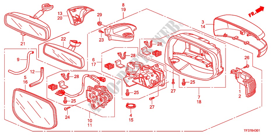 RETROVISOR(GIRO AUTOMATICO) para Honda JAZZ 1.4EX 5 Puertas 5 velocidades manual 2011