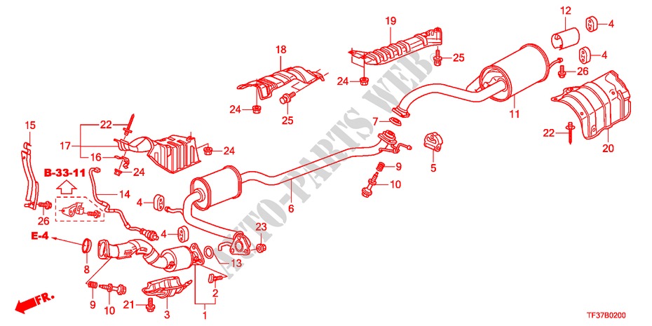 TUBERIA DE ESCAPE/SILENCIADOR para Honda JAZZ 1.2SE 5 Puertas 5 velocidades manual 2011