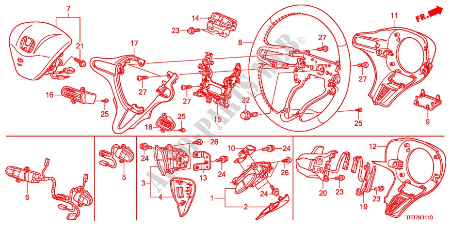 VOLANTE DE DIRECCION(SRS) para Honda JAZZ 1.2SE 5 Puertas 5 velocidades manual 2011