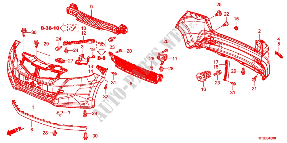 PARAGOLPES para Honda JAZZ 1.4LSH 5 Puertas 5 velocidades manual 2012