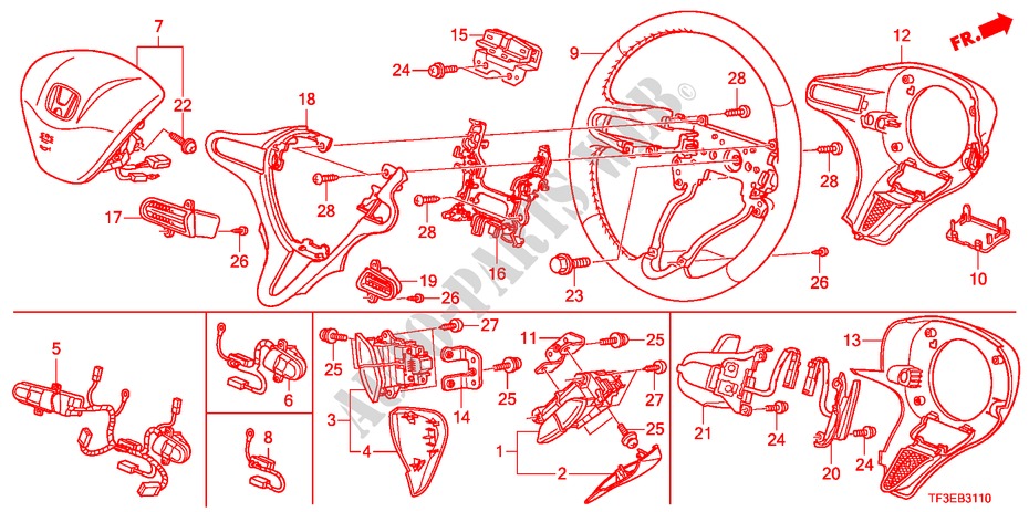 VOLANTE DE DIRECCION para Honda JAZZ 1.5EXE 5 Puertas 5 velocidades automática 2012