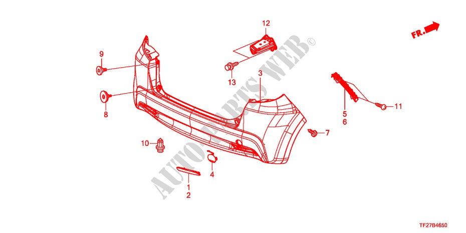 PARAGOLPES TRASERO para Honda JAZZ HYBRID IMA-H 5 Puertas automática completa 2012