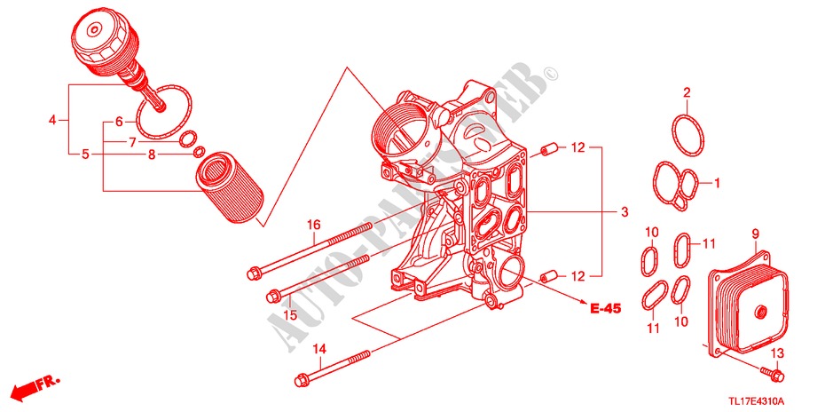 CAJA FILTRO ACEITE(DIESEL) para Honda ACCORD 2.2 EXECUTIVE 4 Puertas 6 velocidades manual 2009