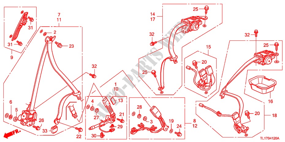 CINTURONES DE SEGURIDAD para Honda ACCORD 2.2 EXECUTIVE 4 Puertas 6 velocidades manual 2009