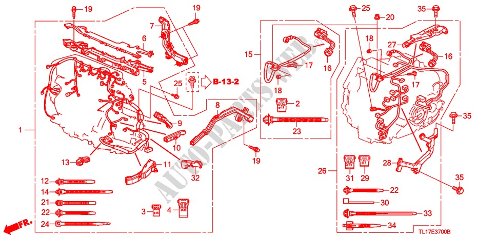 CONJ. DE CABLES DE MOTOR (DIESEL) para Honda ACCORD 2.2 EXECUTIVE 4 Puertas 6 velocidades manual 2009