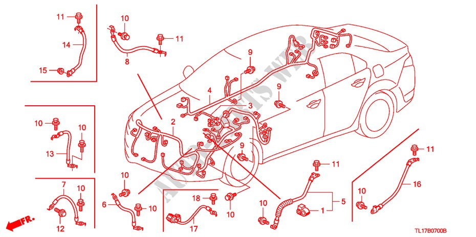 CONJUNTO DE ALAMBRES(1) (LH) para Honda ACCORD 2.2 EXECUTIVE 4 Puertas 6 velocidades manual 2009