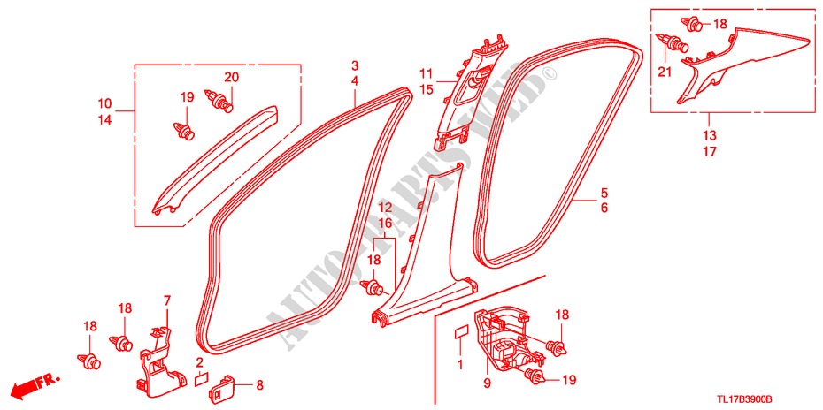 GUARNICION DE PILAR(LH) para Honda ACCORD 2.2 EXECUTIVE 4 Puertas 6 velocidades manual 2009