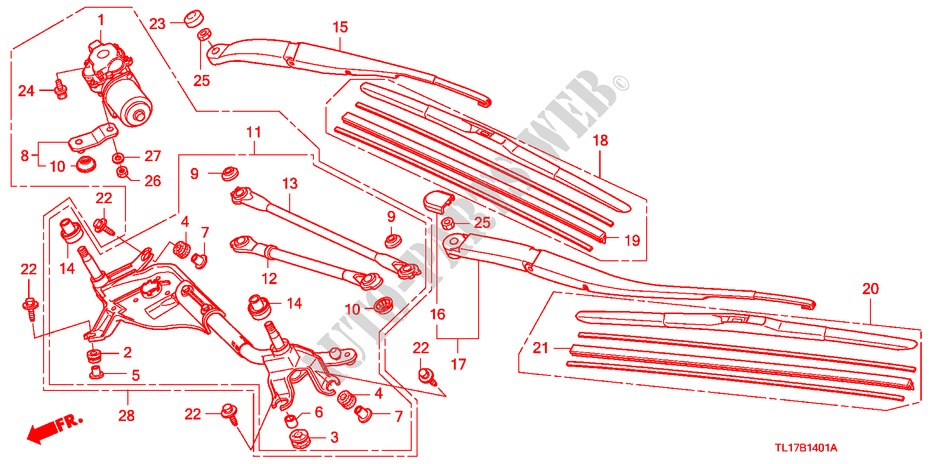 LIMPIAPARABRISAS (RH) para Honda ACCORD 2.4 TYPE S 4 Puertas 6 velocidades manual 2009