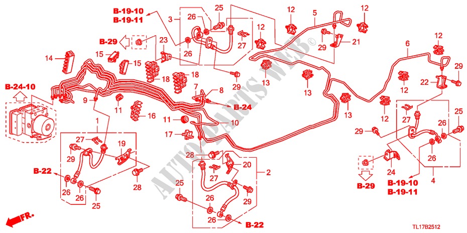 LINEAS DE FRENO(VSA) (DIESEL) (LH) para Honda ACCORD 2.2 EXECUTIVE 4 Puertas 5 velocidades automática 2009