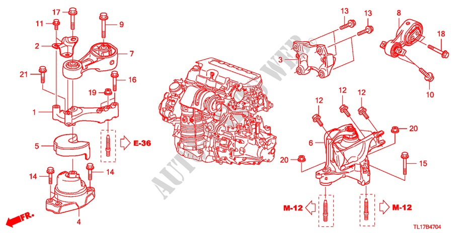 SOPORTES DE MOTOR(DIESEL) (MT) para Honda ACCORD 2.2 EXECUTIVE 4 Puertas 6 velocidades manual 2009