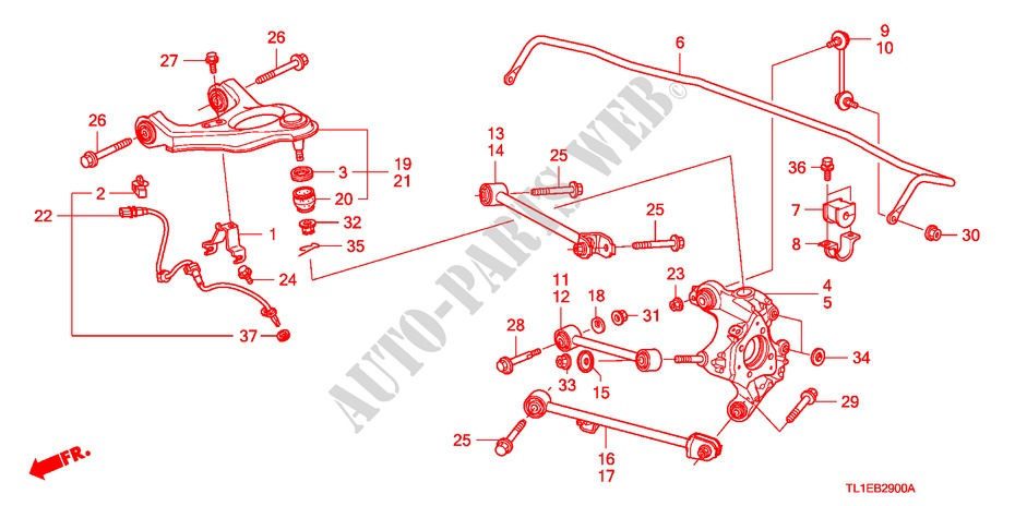 ARTICULACION TRASERA para Honda ACCORD 2.4 S 4 Puertas 6 velocidades manual 2010