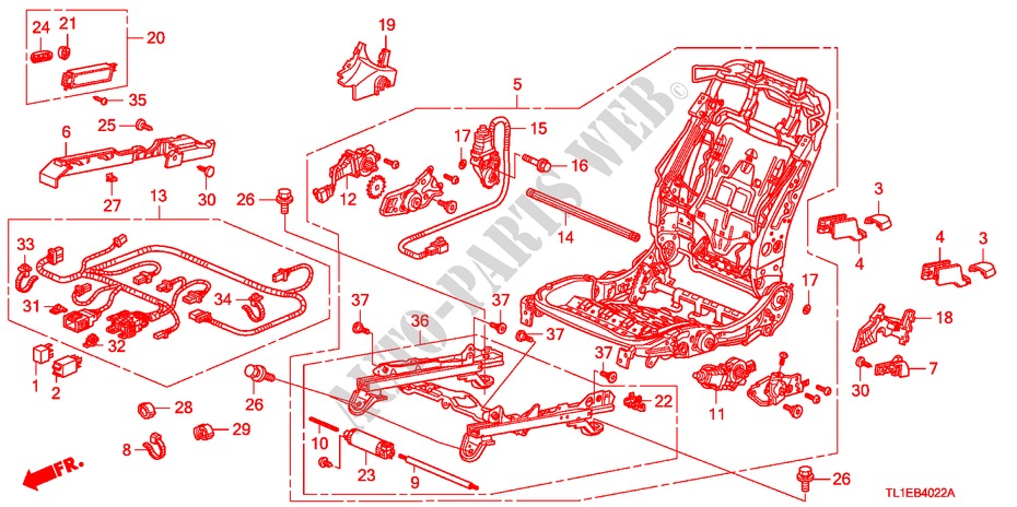ASIENTO DEL.(DER.)(ASIENTO HIDRAULICO COMPLETO)(1) para Honda ACCORD 2.0 EXECUTIVE 4 Puertas 5 velocidades automática 2011