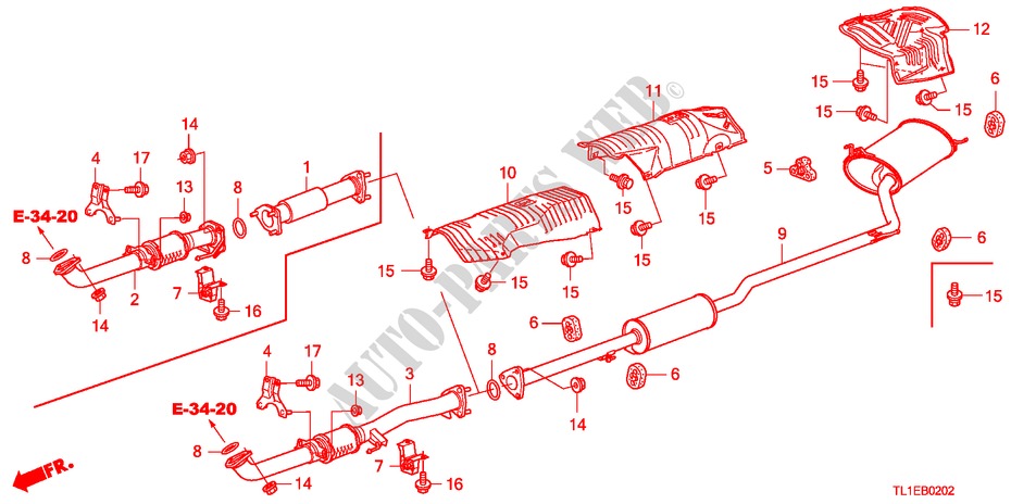 TUBERIA DE ESCAPE(DIESEL) para Honda ACCORD 2.2 ES 4 Puertas 6 velocidades manual 2011