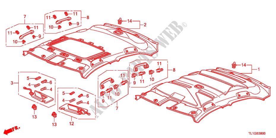 RECUBRIMIENTO DE TECHO para Honda ACCORD 2.2 EXECUTIVE 4 Puertas 5 velocidades automática 2012