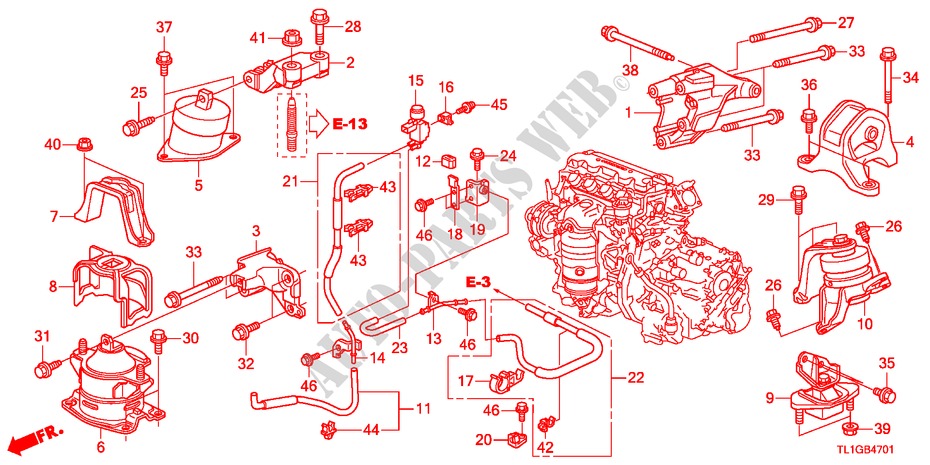 SOPORTES DE MOTOR(2.0L)(AT) para Honda ACCORD 2.0 EXECUTIVE 4 Puertas 5 velocidades automática 2012