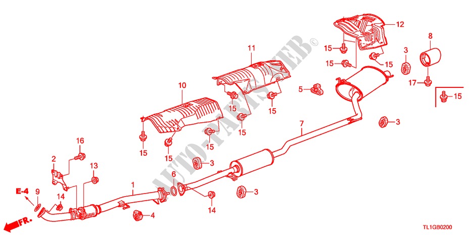 TUBERIA DE ESCAPE(2.0L) para Honda ACCORD 2.0 EXECUTIVE 4 Puertas 5 velocidades automática 2012