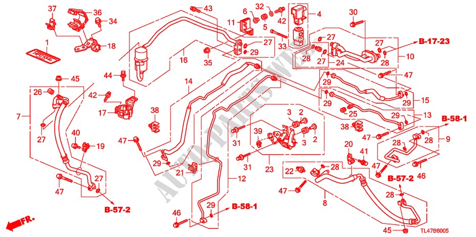 ACONDICIONADOR DE AIRE (MANGUERAS/TUBERIAS)(DIESEL)(RH) para Honda ACCORD TOURER 2.2 ES-GT 5 Puertas 6 velocidades manual 2009