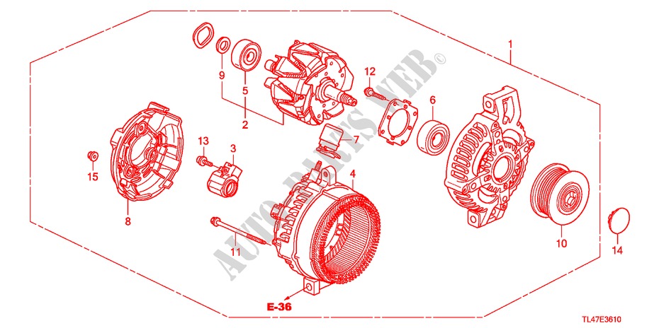 ALTERNADOR(DENSO) (DIESEL) para Honda ACCORD TOURER 2.2 ES-GT 5 Puertas 6 velocidades manual 2009