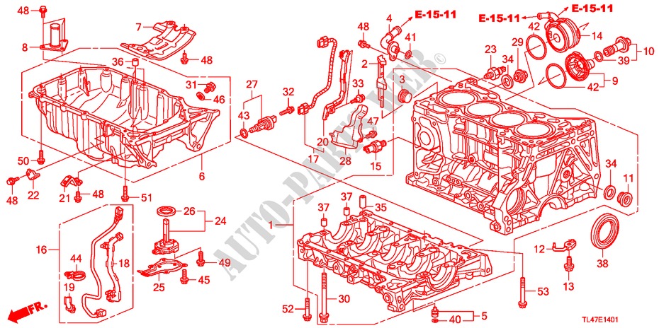 BLOQUE DE CILINDRO/COLECTOR DE ACEITE (2.4L) para Honda ACCORD TOURER 2.4 S 5 Puertas 6 velocidades manual 2009