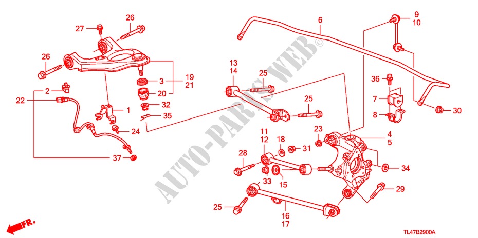 BRAZO INFERIOR TRASERO para Honda ACCORD TOURER 2.2 ES-GT 5 Puertas 5 velocidades automática 2009